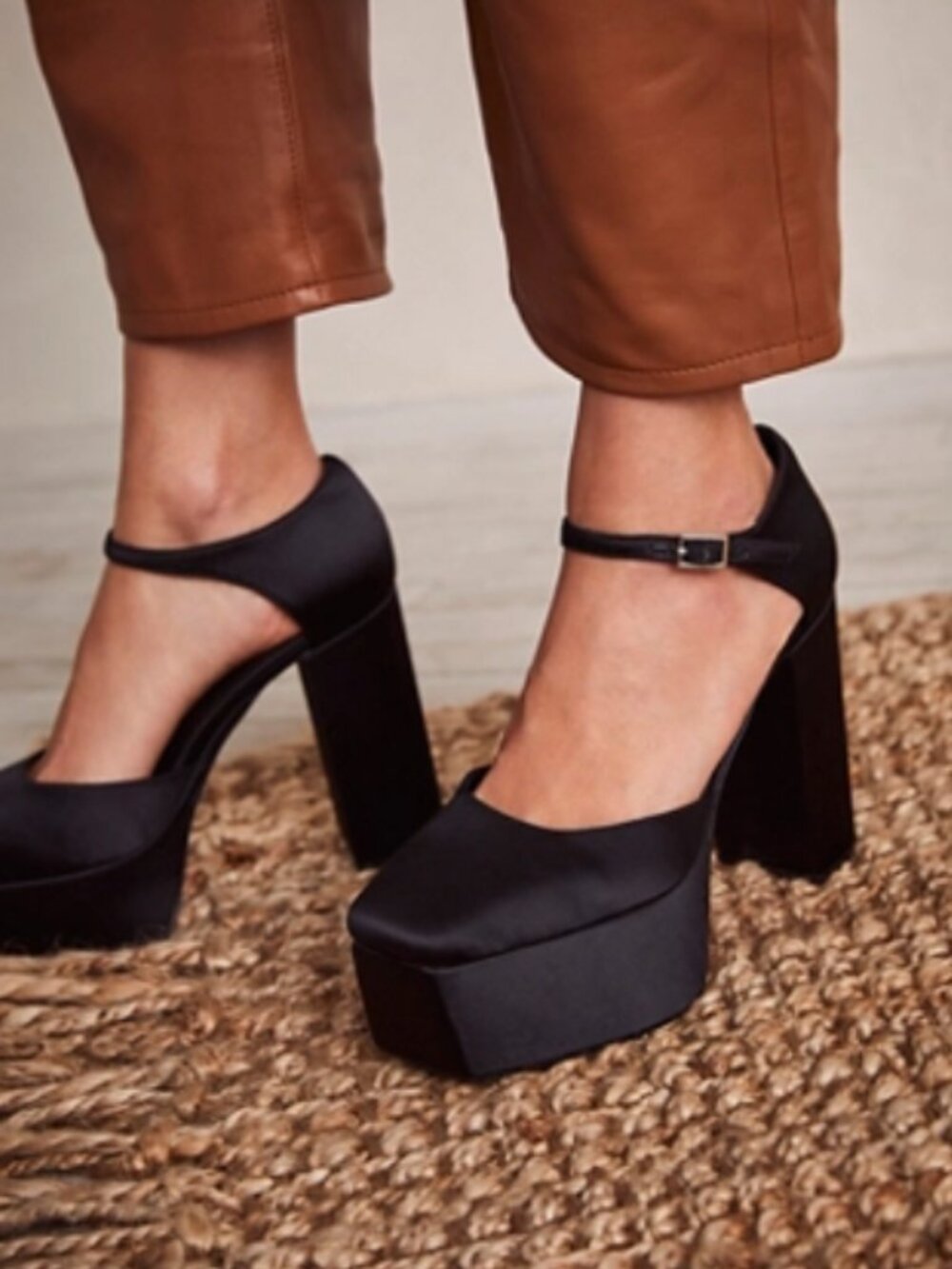 Jeffrey Campbell Edie Satin Platform Heels Black